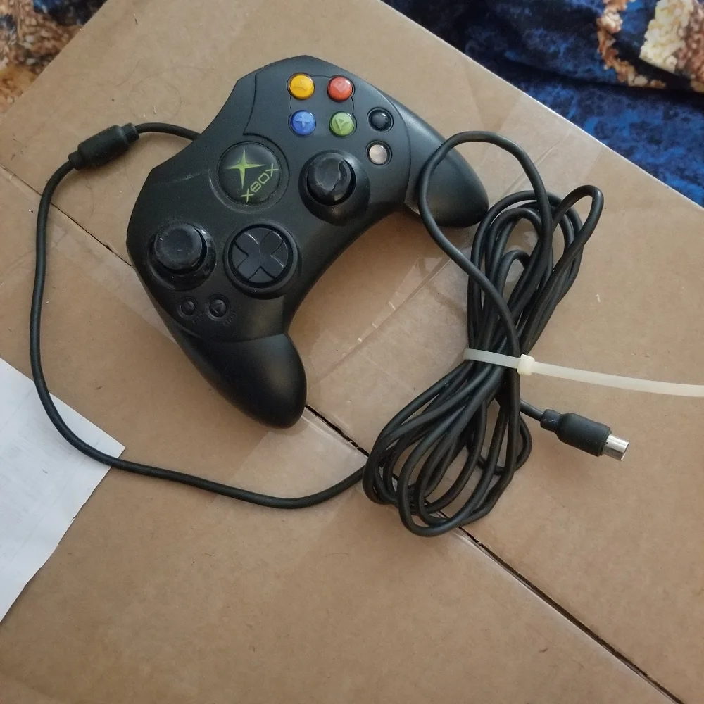 2 Controllers Wireless Xbox 360 & a wired Original X Box with Colored Buttons.
